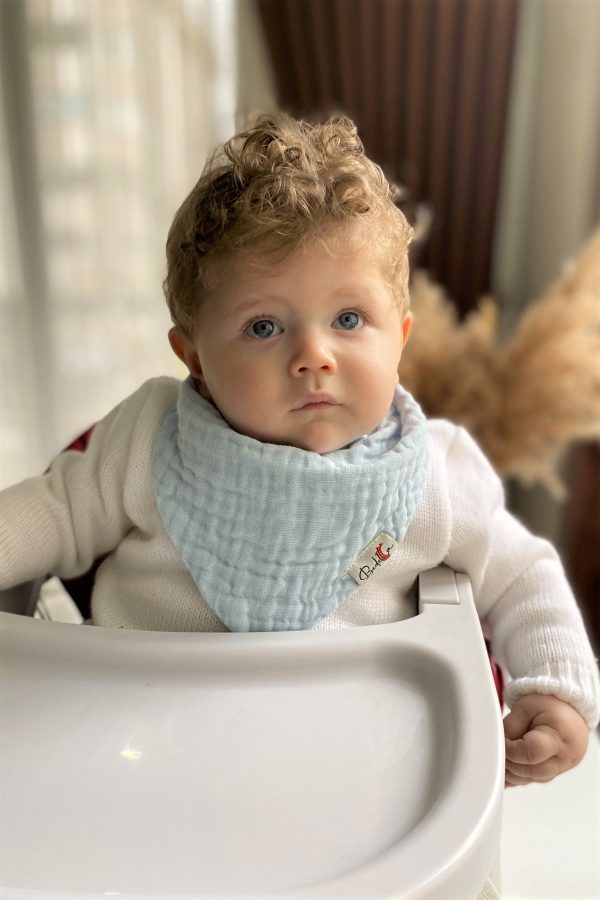 3'lü Set %100 Organik Pamuk Müslin Fular Önlük, Salya ve Mama Önlüğü