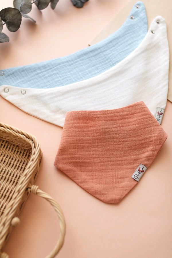 3'lü Set %100 Organik Pamuk Müslin Fular Önlük, Salya ve Mama Önlüğü