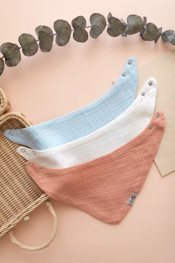 3'lü Set %100 Organik Pamuk Müslin Fular Önlük, Salya ve Mama Önlüğü