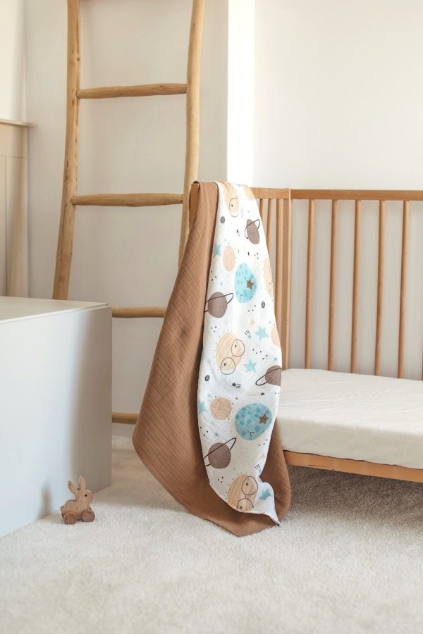 2'li Set Uzay Baskılı Müslin Bebek Örtüsü 90x100cm