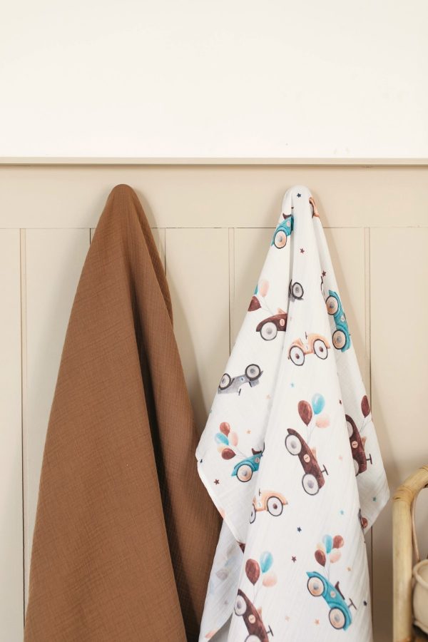 2'li Set Araba Baskılı Müslin Bebek Örtüsü 90x100cm