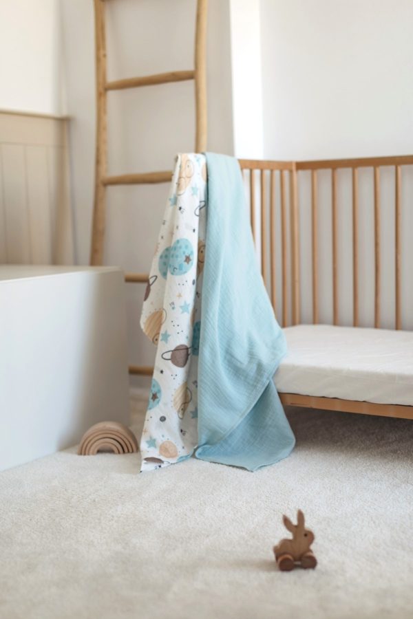 2'li Set Uzay Baskılı Müslin Bebek Örtüsü 90x100cm