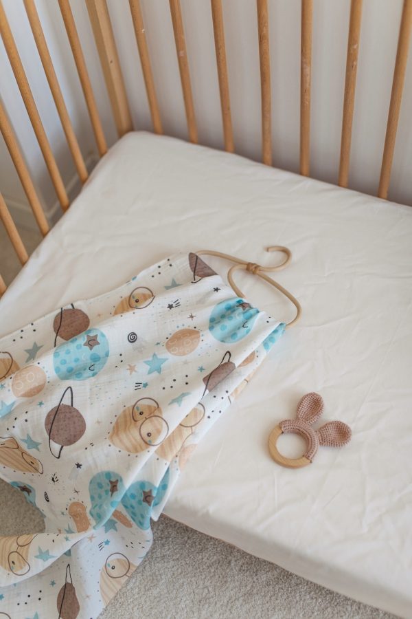 2'li Set Uzay Baskılı Müslin Bebek Örtüsü 90x100cm