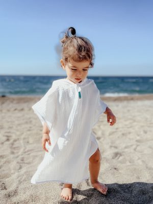 %100 Organik Pamuk Unisex Müslin Panço Beyaz