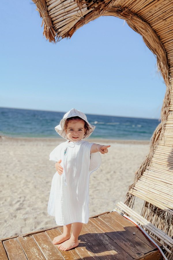 %100 Organik Pamuk Unisex Müslin Panço Beyaz