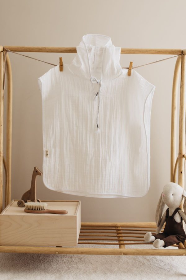 %100 Organik Pamuk Unisex Müslin Panço Beyaz