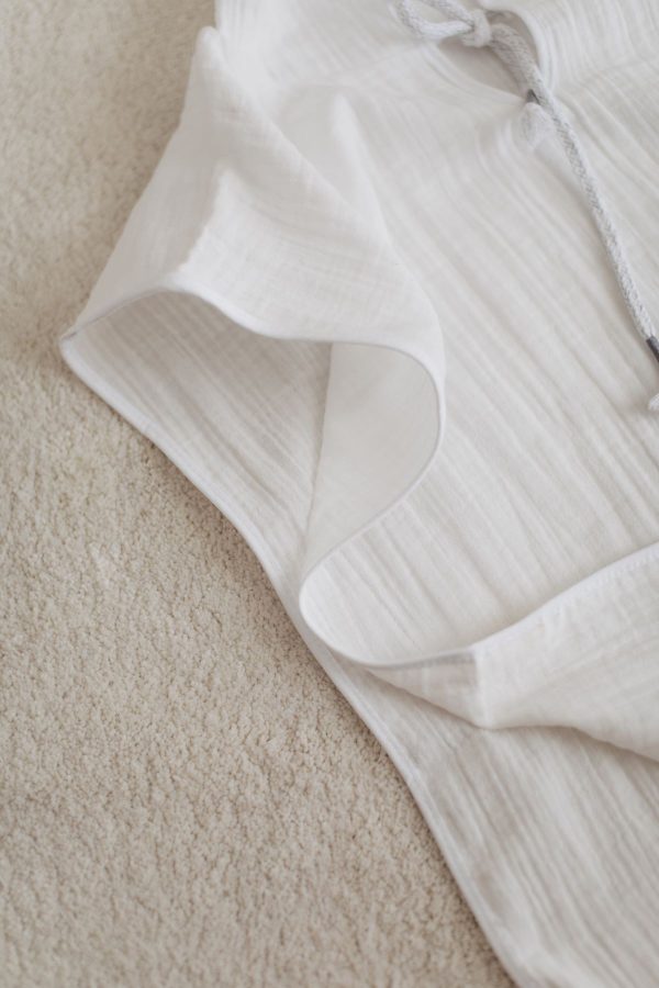 %100 Organik Pamuk Unisex Müslin Panço Beyaz