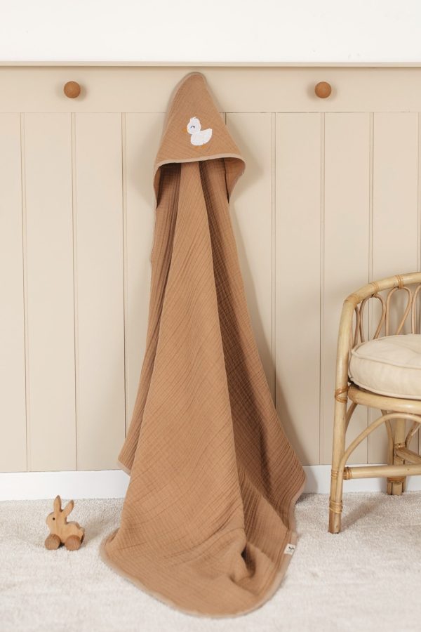 Ördek Nakışlı 4 Katlı Müslin Kundak Bornoz 90x90cm