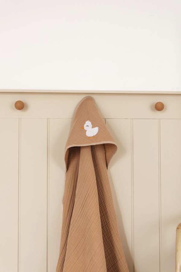 Ördek Nakışlı 4 Katlı Müslin Kundak Bornoz 90x90cm