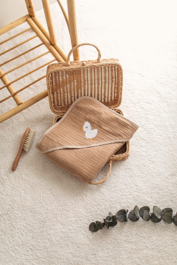 Ördek Nakışlı 4 Katlı Müslin Kundak Bornoz 90x90cm