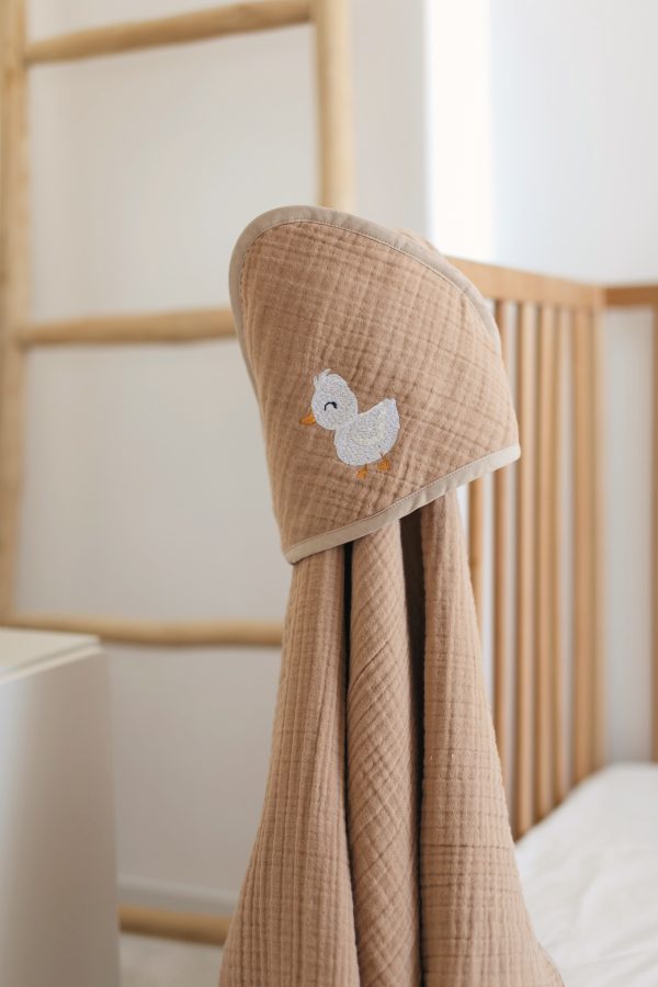 Ördek Nakışlı 4 Katlı Müslin Kundak Bornoz 90x90cm